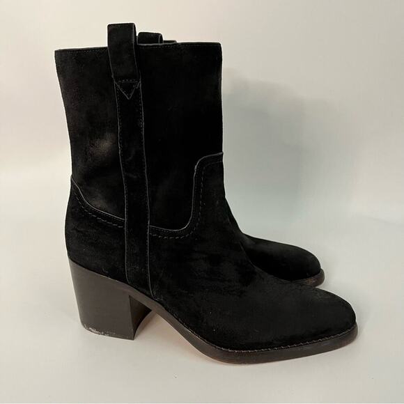 Veronica Beard 7 Carmen Western Pull On Ankle Booties Boots Shoes suede leather - Picture 3 of 9